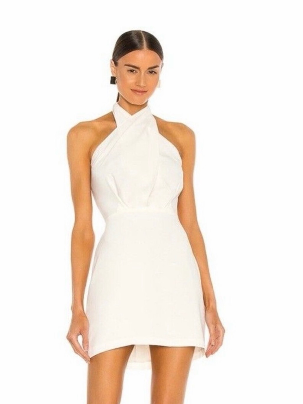 Amanda Uprichard Size Small Mezcal White Cross Halter Mini Dress Ivory Crepe